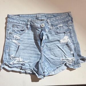 American Eagle Outfitters Light Blue Ripped Jean Shorts